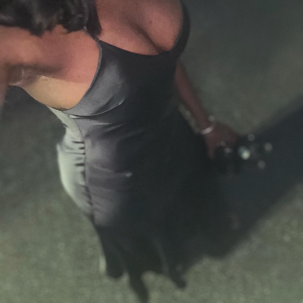 Zara Elegant Metallic Grey Maxi Dress